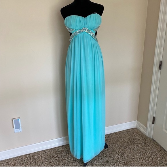 Trixxi Mint Green Strapless Prom Dress - Picture 1 of 7